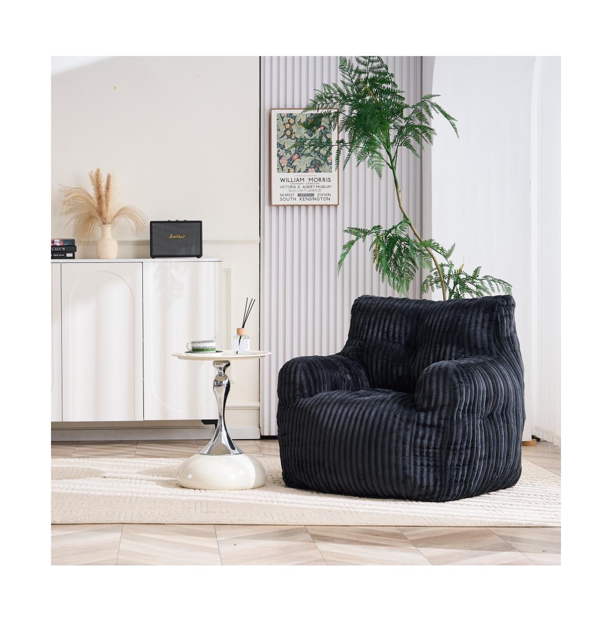 Soft Corduroy Bean Bag Chair with Memory Foam Filling for Living Room-The Pop Home