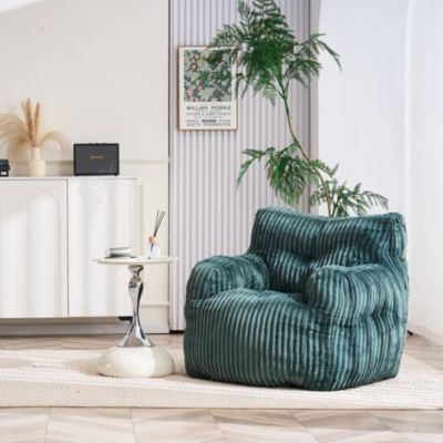 Soft Corduroy Bean Bag Chair with Memory Foam Filling for Living Room