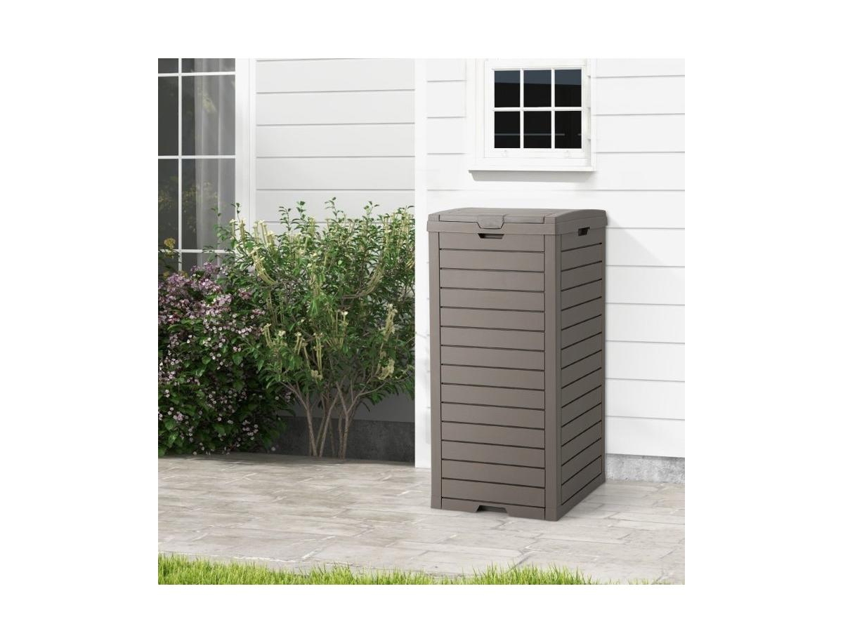 Slickblue 31-Gallon Heavy Duty Plastic Outdoor Trash Can with Bottom Liquid Drawer