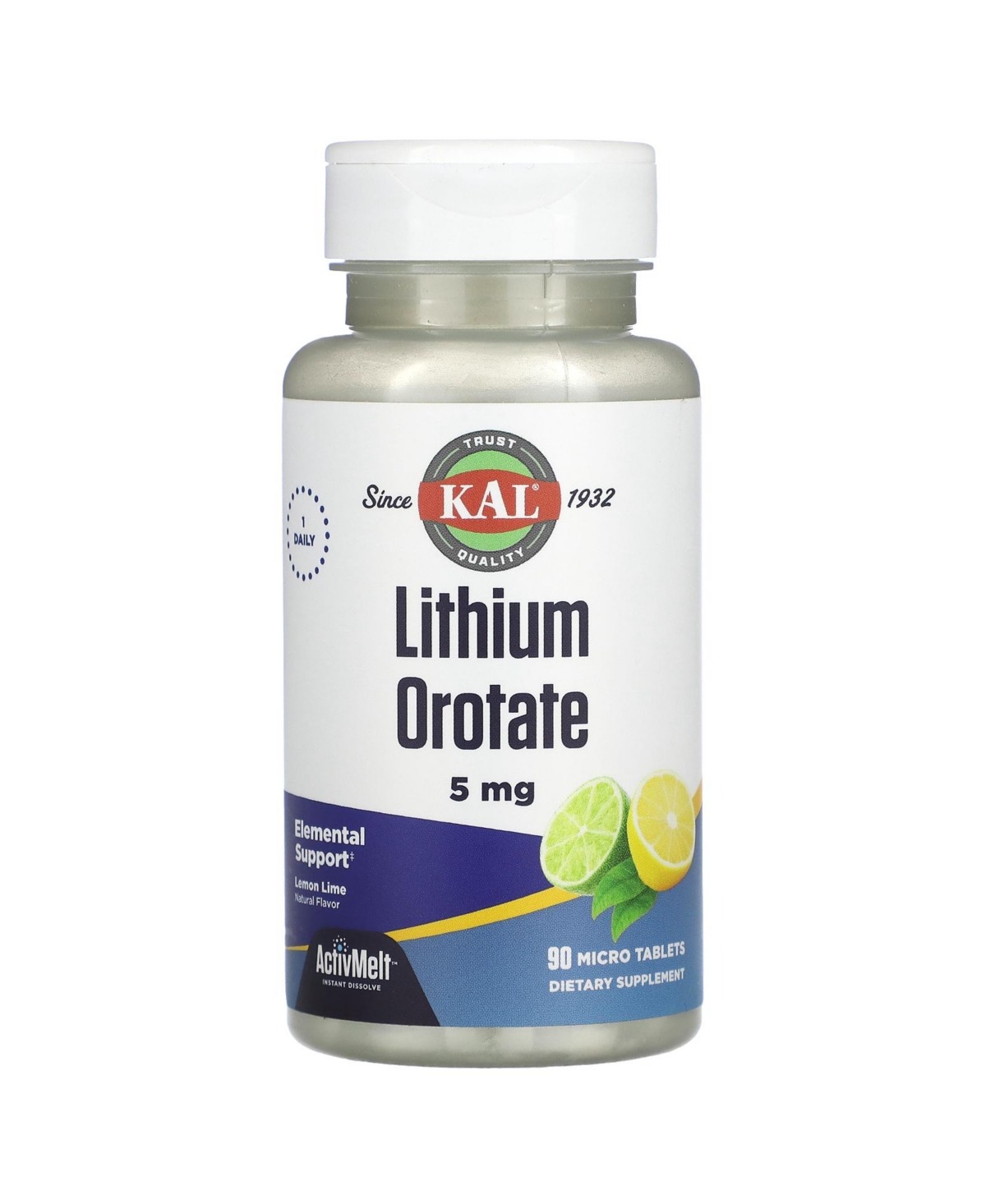 Lithium Orotate Lemon Lime 5 mg - 90 Micro Tablets