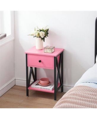 Set of 2 - 1-Drawer Nightstand Bedside Table