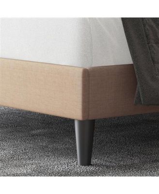 Linen Platform Bed Frame with Button Tufted Headboard