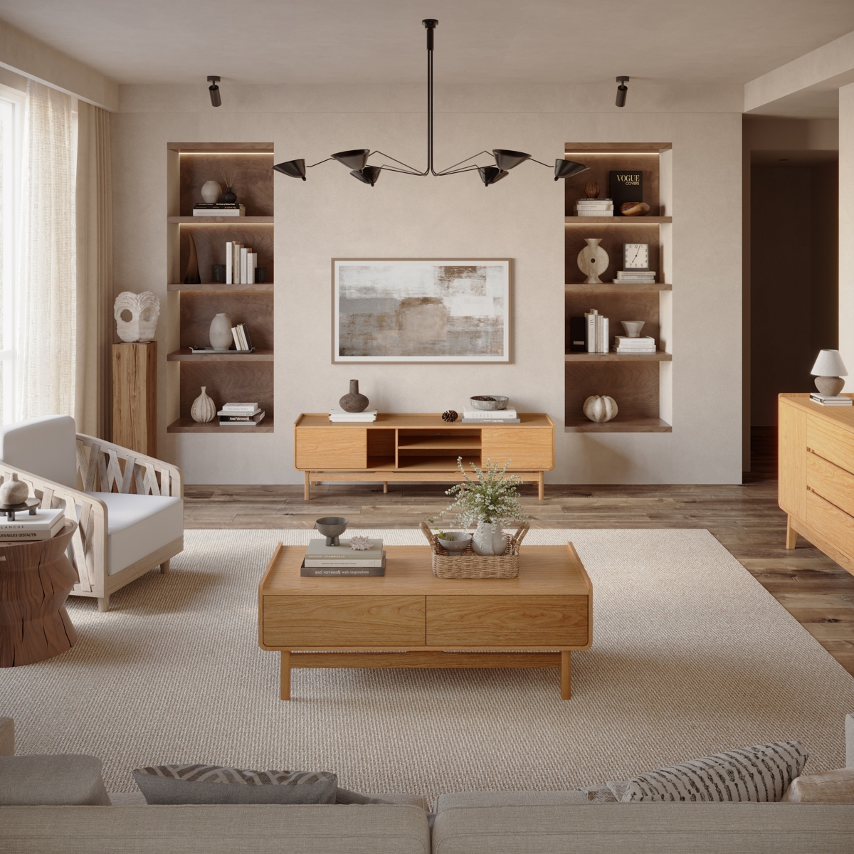 Luxenhome Summer Oak Engineered Wood Coffee Table With Storage In Brown