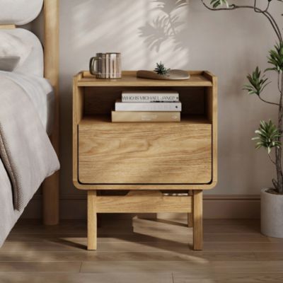 Summer Oak Engineered Wood Nightstand and End Table with Storage