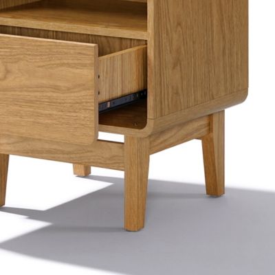 Summer Oak Engineered Wood Nightstand and End Table with Storage