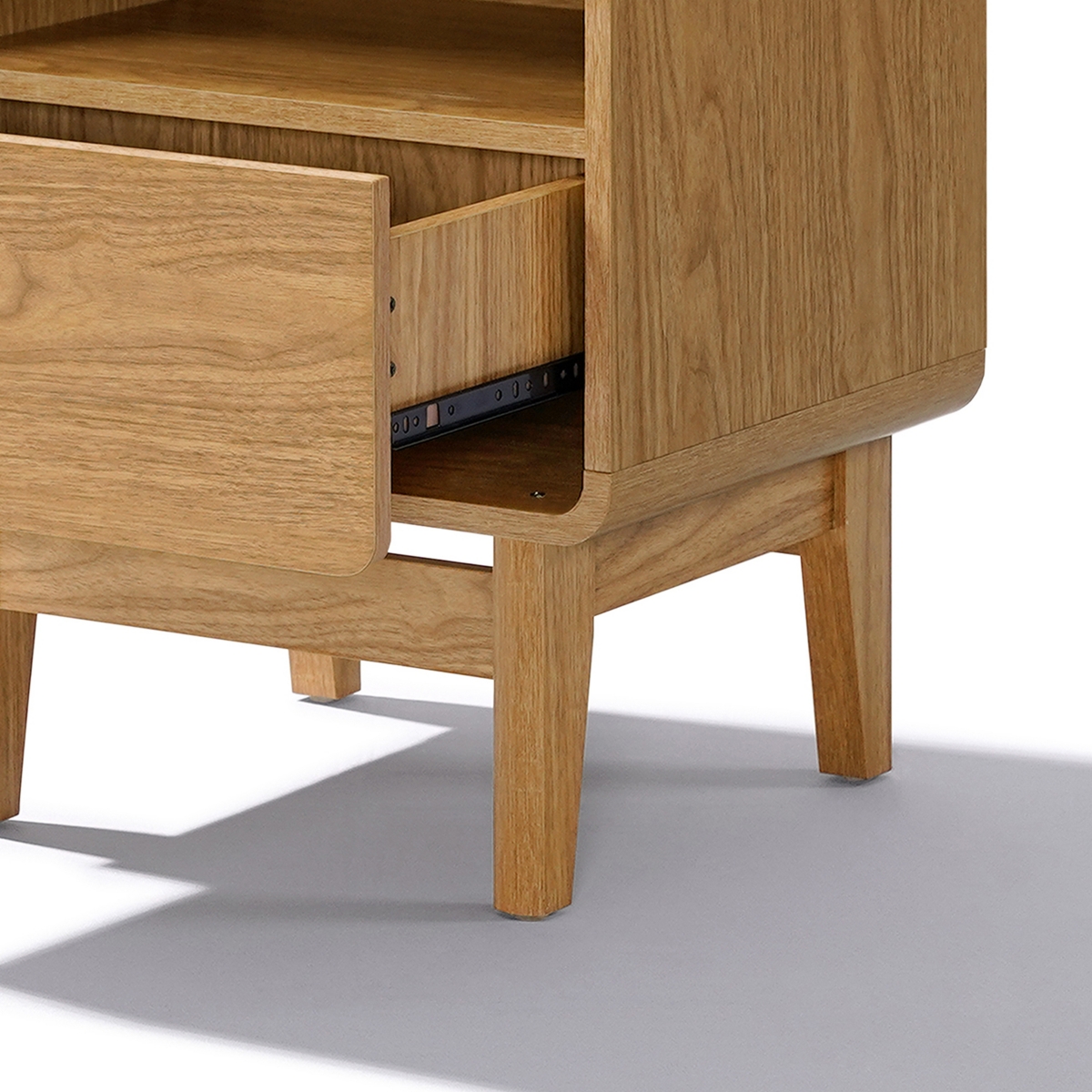 Luxenhome Summer Oak Engineered Wood Nightstand And End Table With Storage In Brown