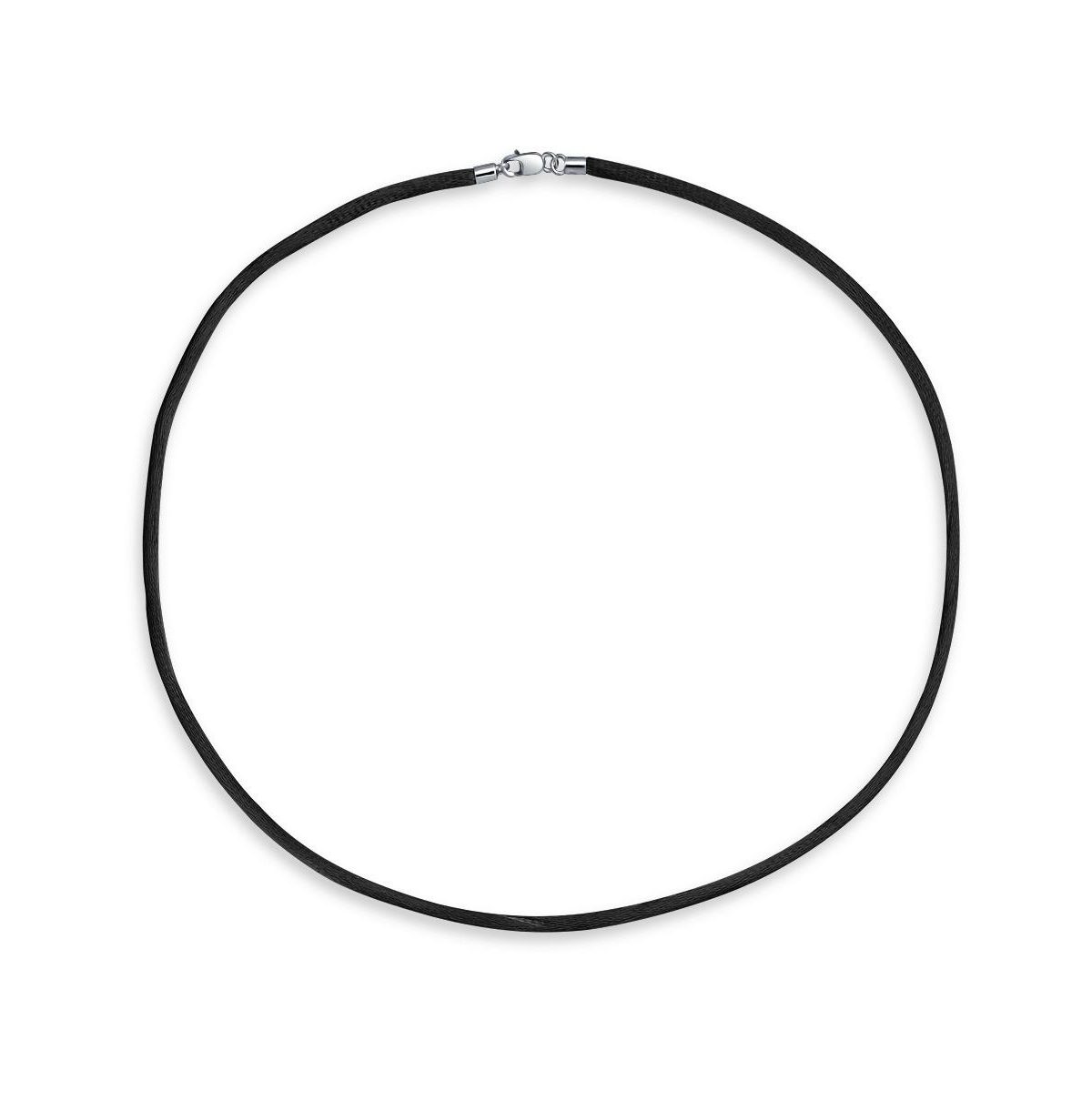 Bling JewelrySatin Silk Cord Necklace with Silver Lobster Clasp - Black