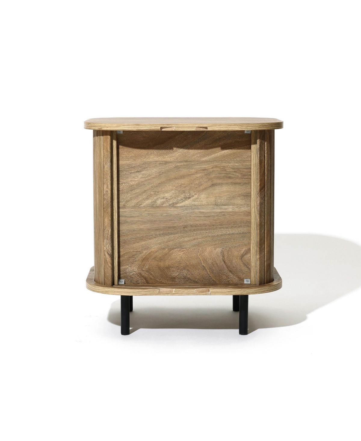 Luxenhome Mid-century Modern 2-door Nightstand And End Table With Slatted Slidng Doors In Brown