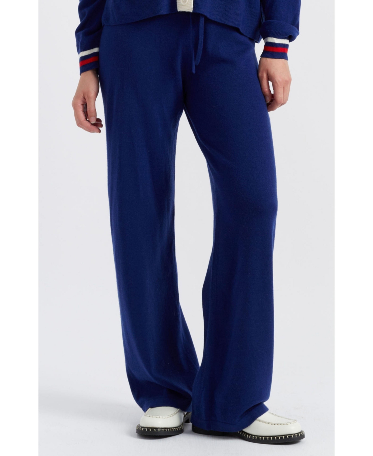 Women's Snoopy Nautical Wide Leg Wool Cashmere Pants - Cream/multi