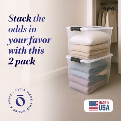 112 Quart Latching Plastic Storage Container, Extra Large, Clear (2 Pack