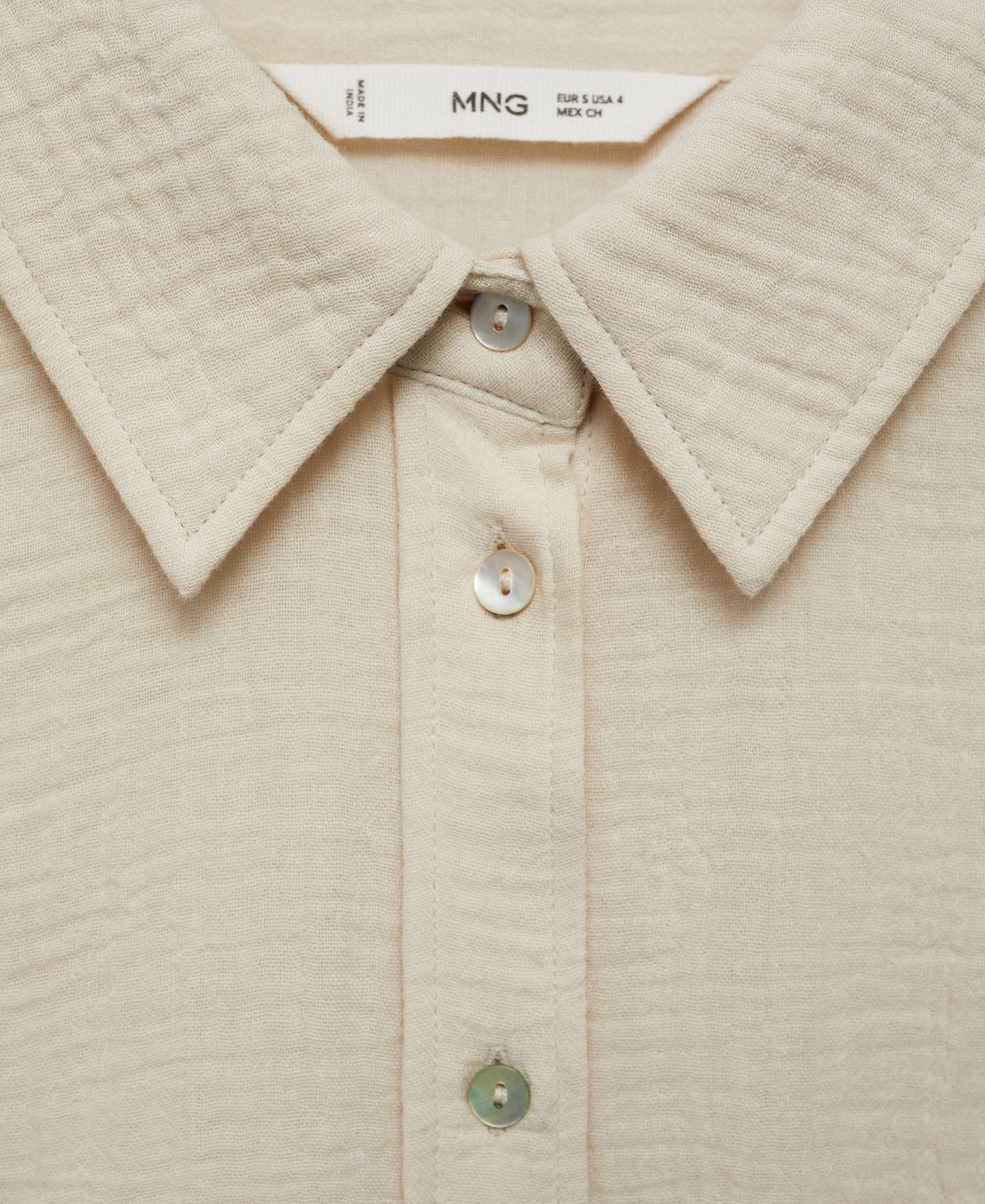 Женская рубашка Mango Chest Pocket Cotton, цвет: Экрю — фото 8