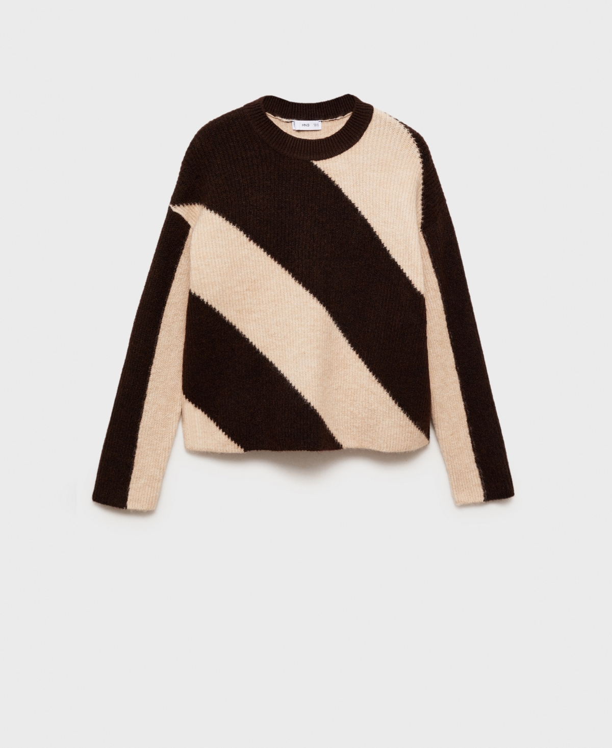 Mango Women's Striped Knit Sweater In Medium Brown