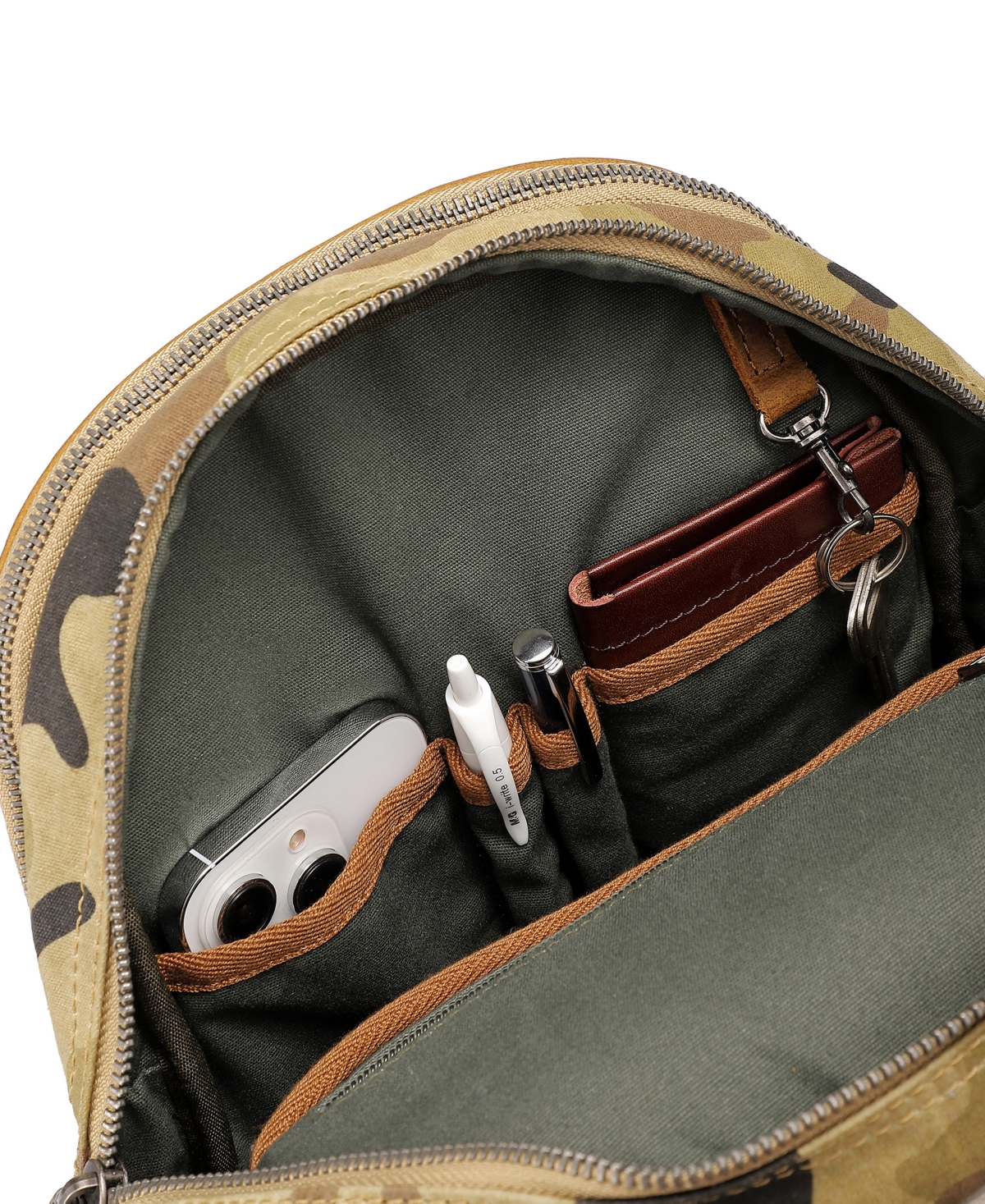 Tsd Brand Mountain Leaf Utility Bee-wax Canvas Backpack In Army Green