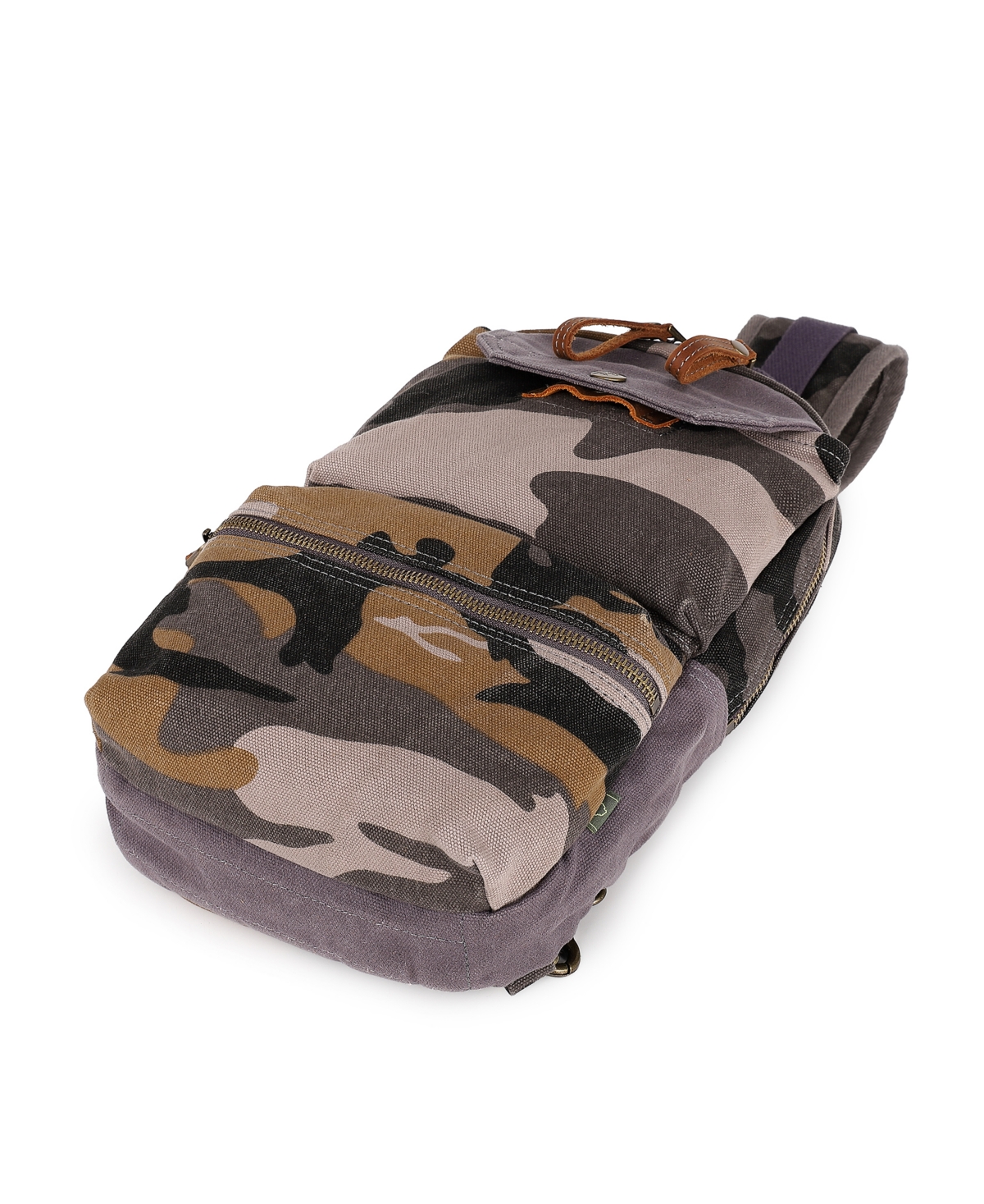 Tsd Brand Mountain Leaf Top Handle Sling Bag In Grey Camo