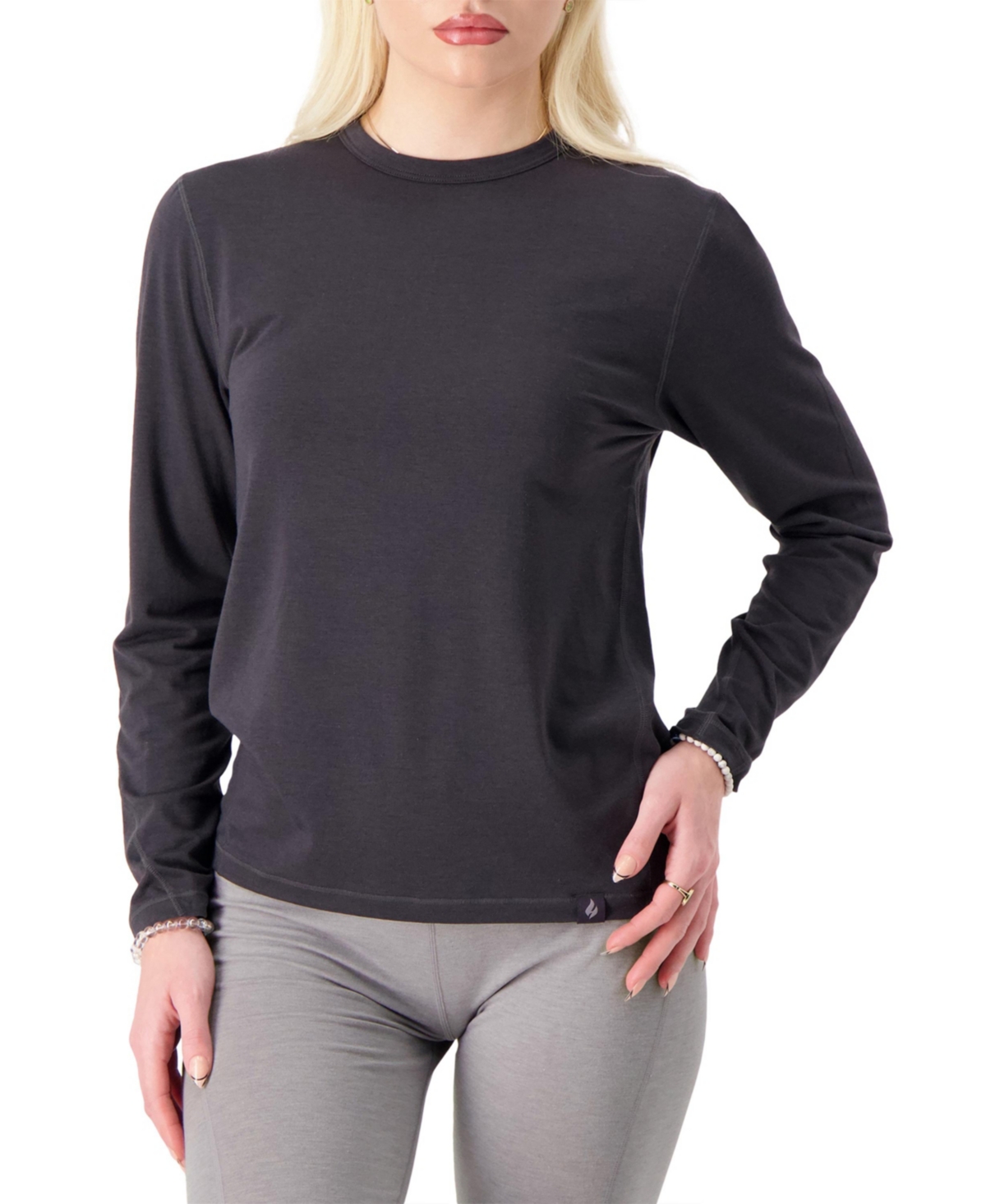 Heat Holders Women's Ultra Lite Celine Ceramic Thermal Long Sleeve Top In Charcoal