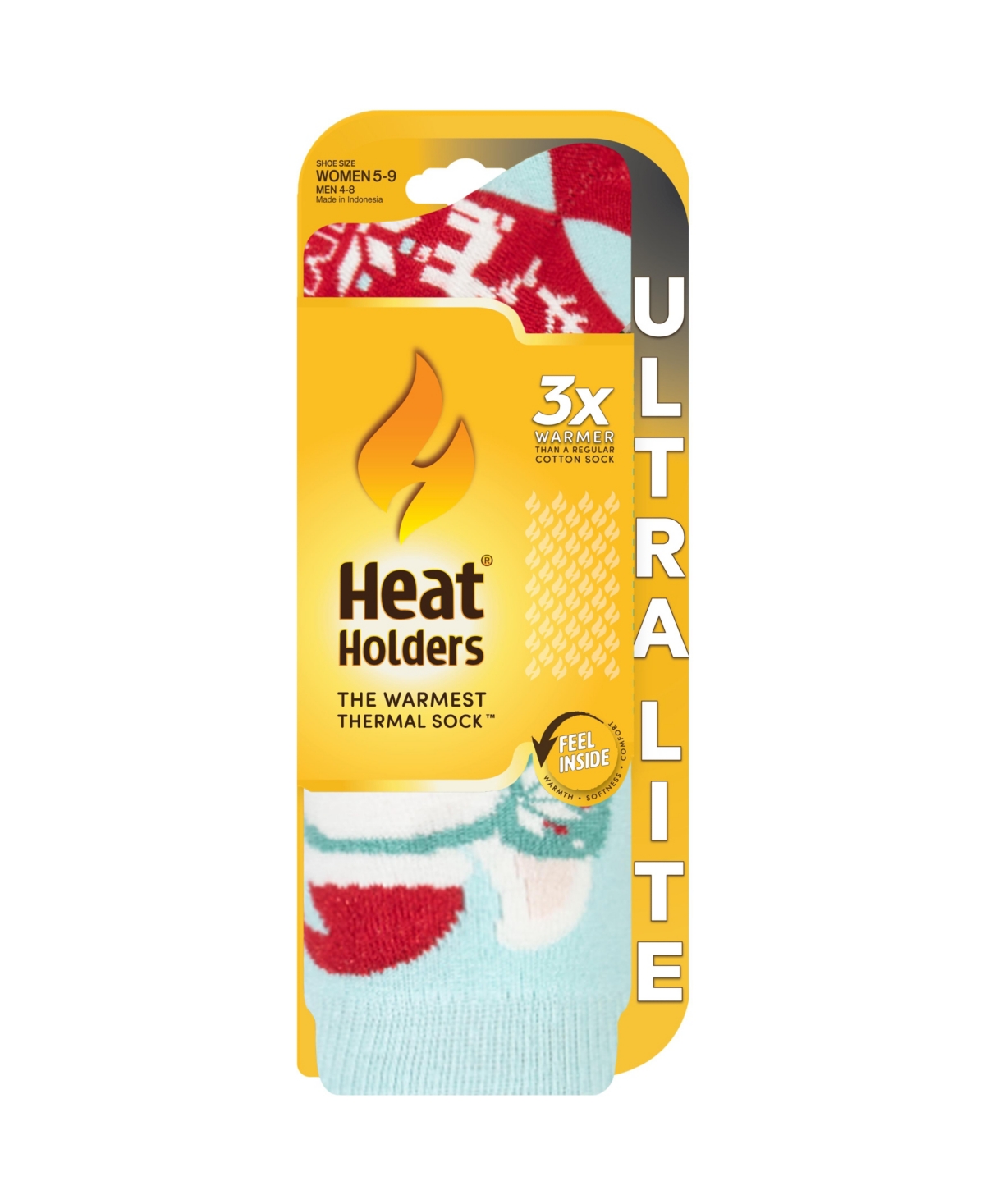 Heat Holders Ultra Lite Ellen Festive Cosy Alpaca Crew Sock In Red,light Blue