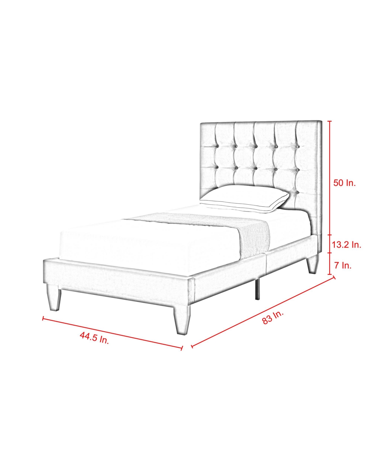 Inspired Home Telford Velvet Platform Bed Frame and Headboard Set Size