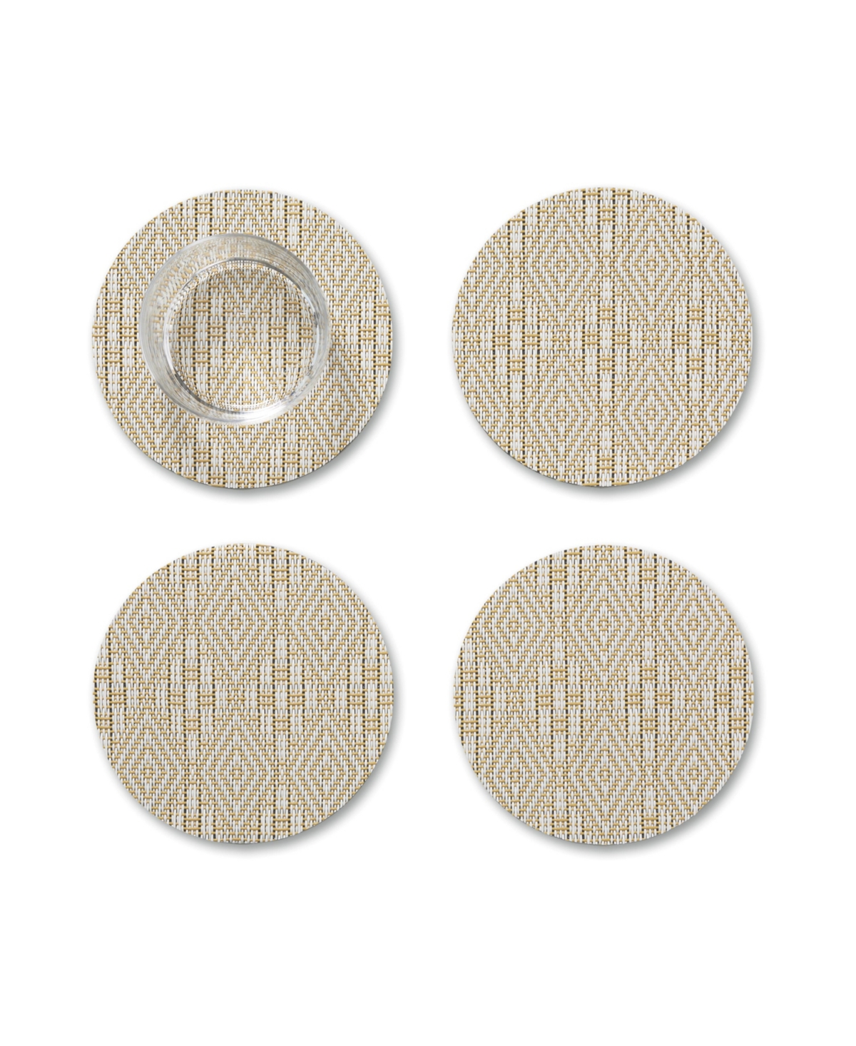 Chilewich Martha Stewart Boxwood Set Of 4 Round Coasters In Sea