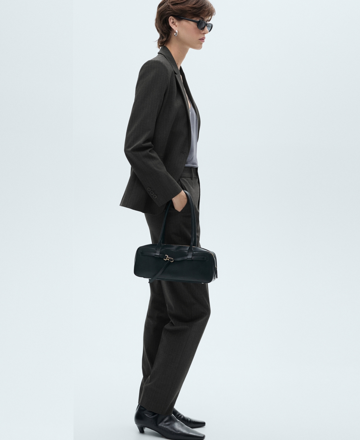 Mango Women's Pinstripe Suit Trousers In Dark Heather Gray