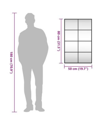 Wall Mirror Black Glass, Powder-coated iron 19.7 x 31.5 in