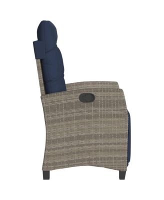 3 Piece Bistro Set with Cushions Gray Poly Rattan