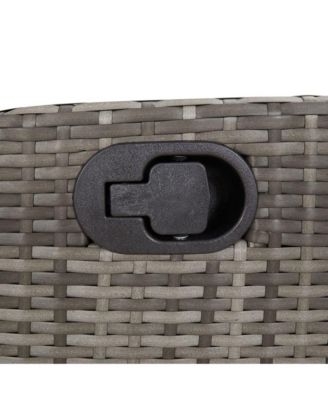 3 Piece Bistro Set with Cushions Gray Poly Rattan