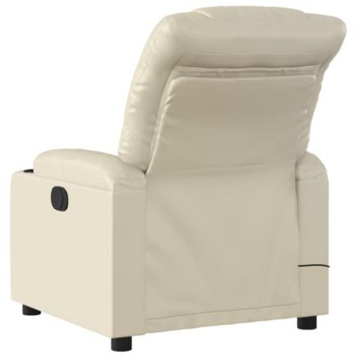 Massage Recliner Chair Cream Faux leather Standard Recliner Size