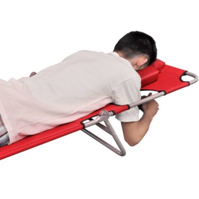Sun Lounger Red Powder-coated steel frame, Polyester fabric Large