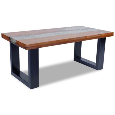 Coffee Table Multicolour Solid teak and mango wood with clear resin