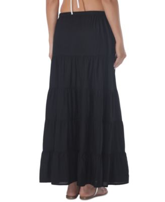 Women's Draw-Waist Tiered Skirt Cover-Up