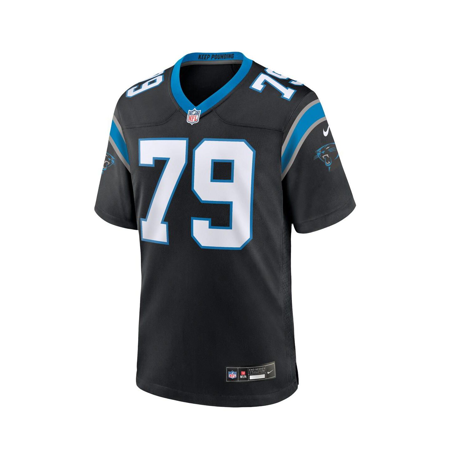 Мужской топ Nike Ikem Ekwonu Black Carolina Panthers Game Jersey — фото 3