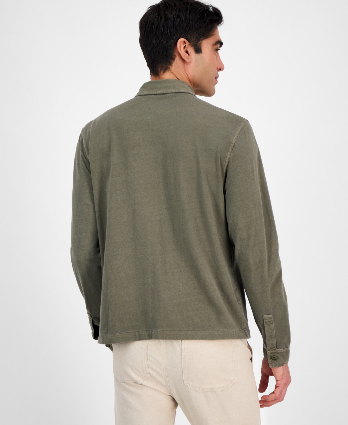 Sun + Stone Men's Josh Short Sleeve Button Front Knit Overshirt, Exclusively At Macy's In Simple Sage