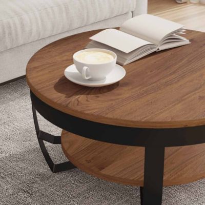 Standard Wood Honey Brown Black Coffee Table