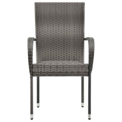 Dining Chair Set of 6 Grey PE rattan, powder-coated steel