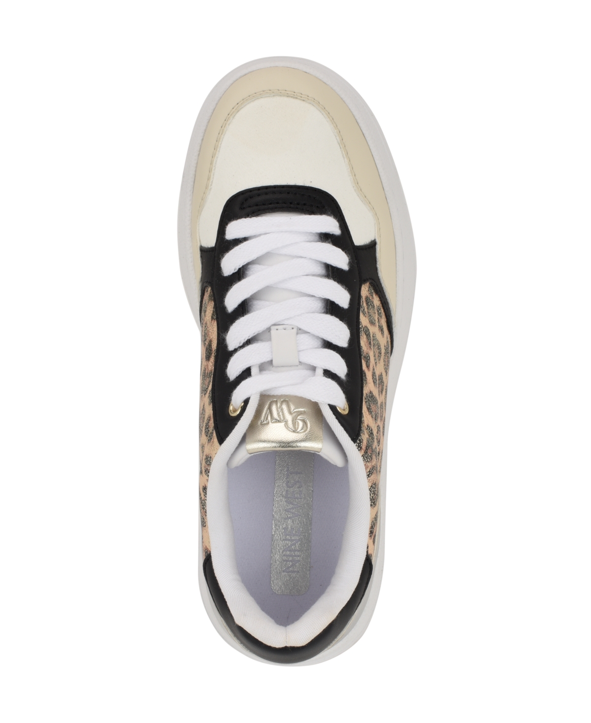 Shop Nine West Women's Nenya Lace-up Sneakers In Gold Leopard Shimmer