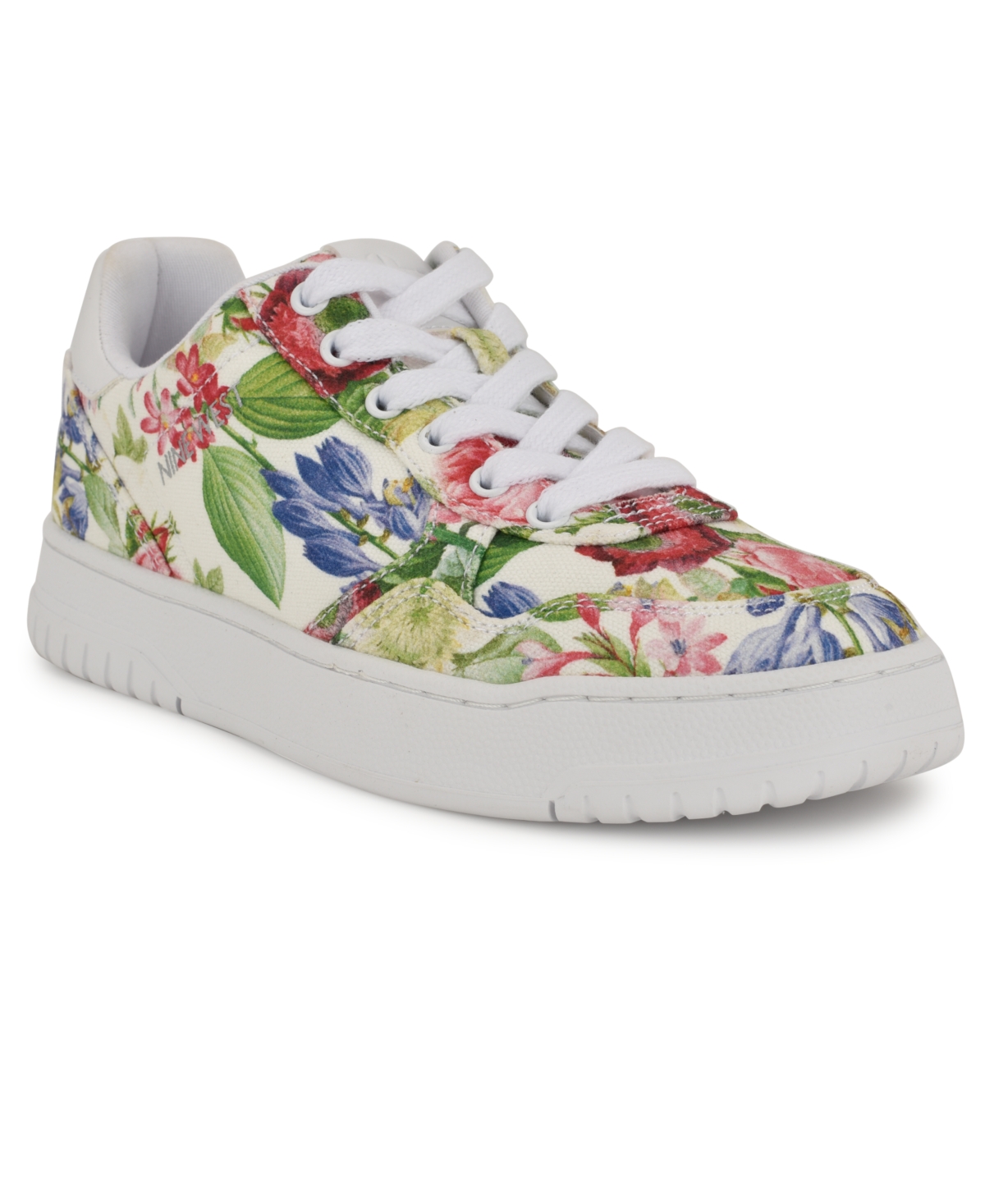 Nine West Women's Nenya Casual Lace-up Sneakers In White Vintage Floral