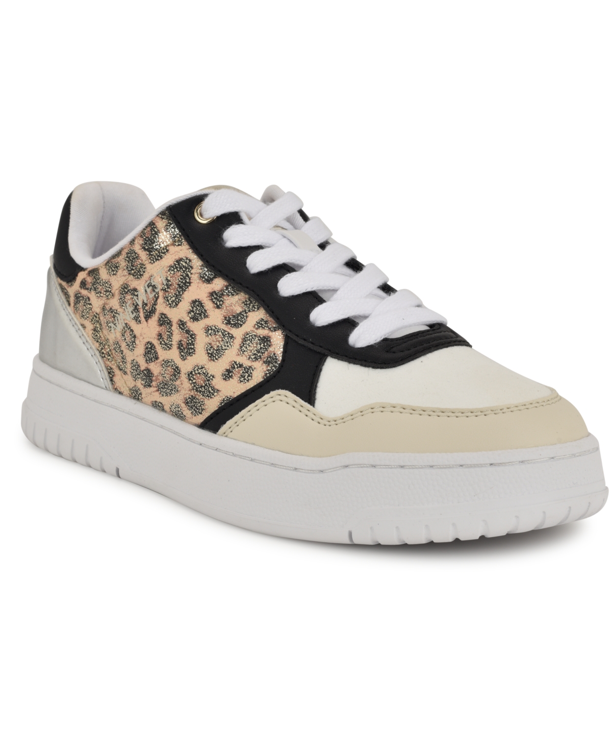 Shop Nine West Women's Nenya Lace-up Sneakers In Gold Leopard Shimmer