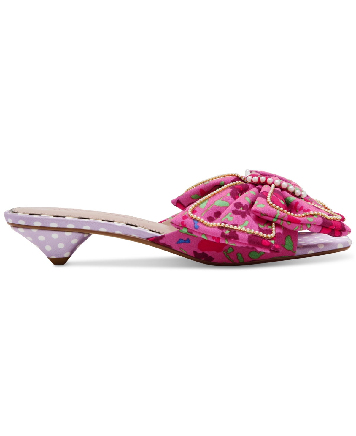 Betsey Johnson Women's Aylah Bow Kitten-heel Sandals In Pink Floral