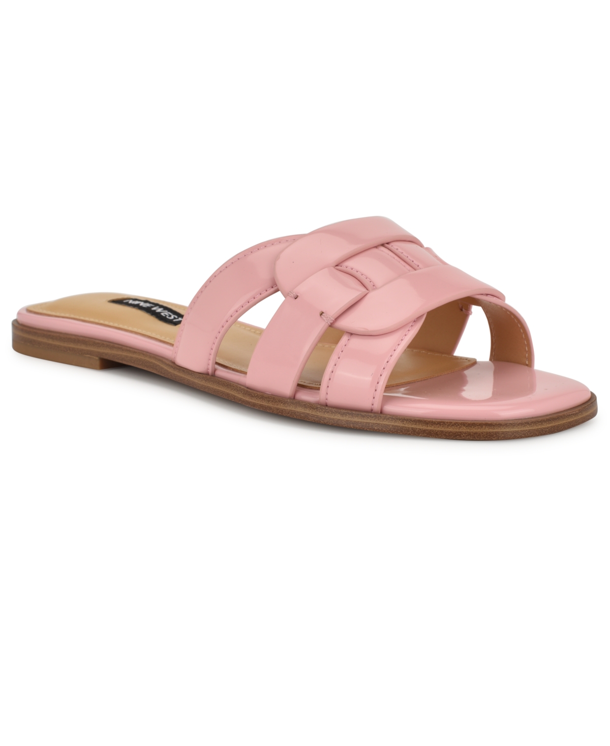 Nine West Glorie Slide Sandal In Light Pink Patent