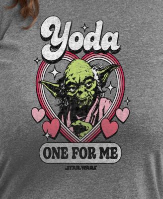 Plus Size Star Wars Valentine's Day Yoda One For Me Graphic Crewneck T-Shirt