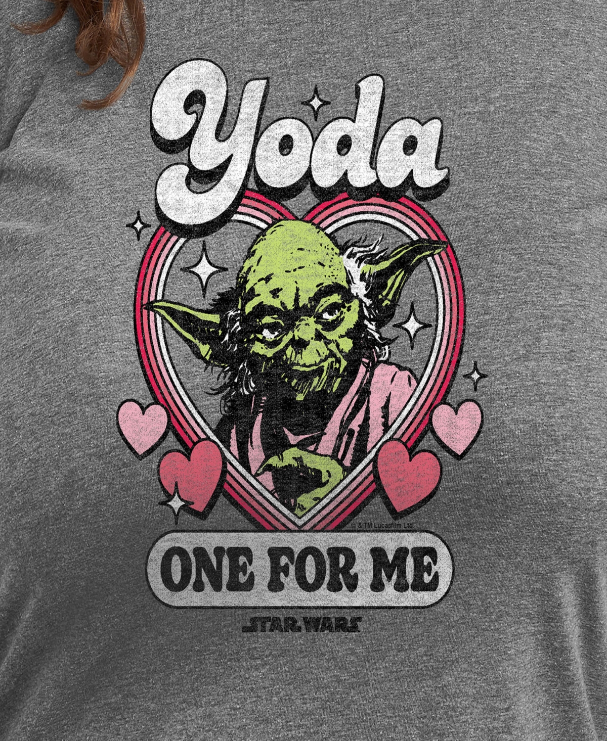 Hybrid Apparel Plus Size Star Wars Yoda One For Me Graphic Crewneck T-shirt In Grey