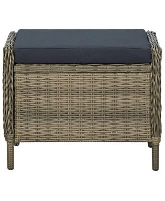 Reclining Patio Chair with Footstool Poly Rattan Brown