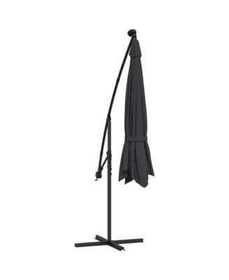 Cantilever Garden Parasol with LED Lights Black 137.8"