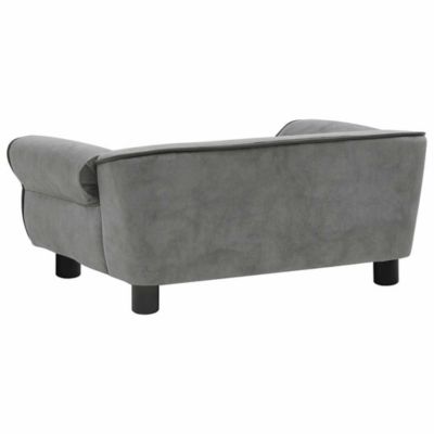 Dog Sofa Dark Grey Plush (80% polyester, 20% cotton), solid fir wood