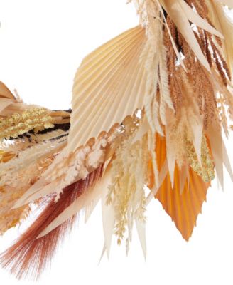 24" Pampas and Palm Wreath