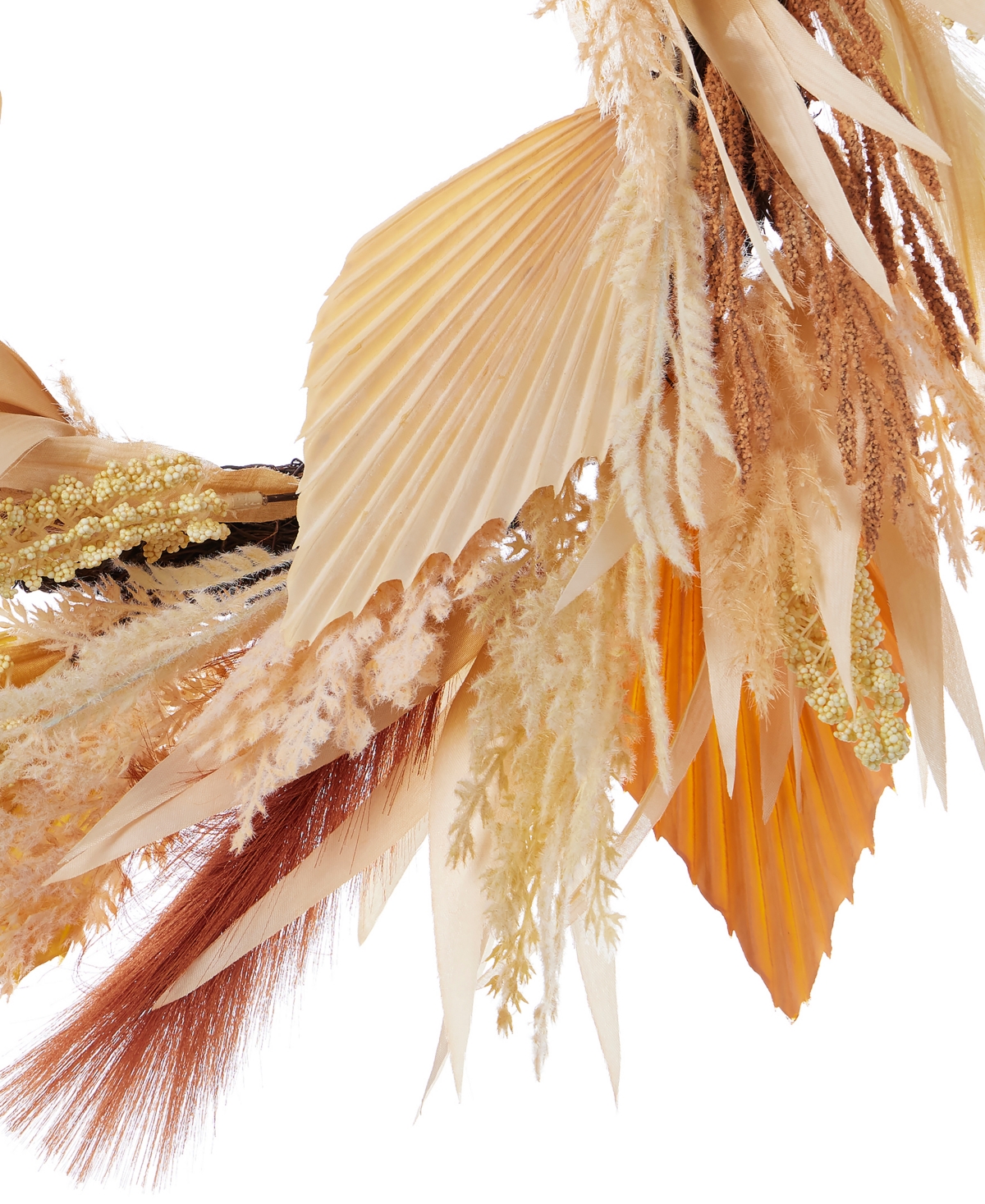 Shop Seasonal 24" Pampas And Palm Wreath In Multi