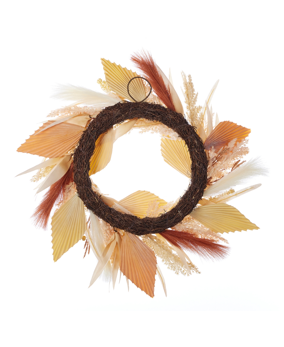 Shop Seasonal 24" Pampas And Palm Wreath In Multi