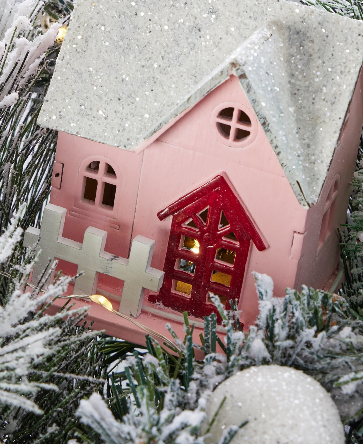 Seasonal 60" Pre-Lit Snowy Cottage Mantel Swag