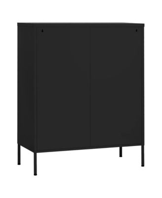 Storage Cabinet Black Steel Large Height-Adjustable Shelves
