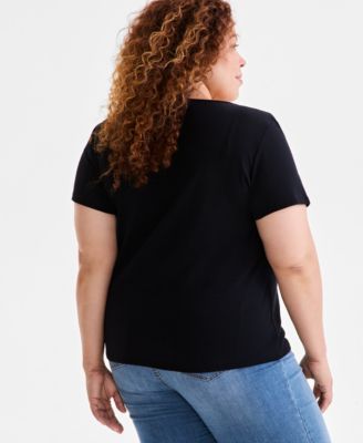 Plus Size Short-Sleeve Square-Neck Tee